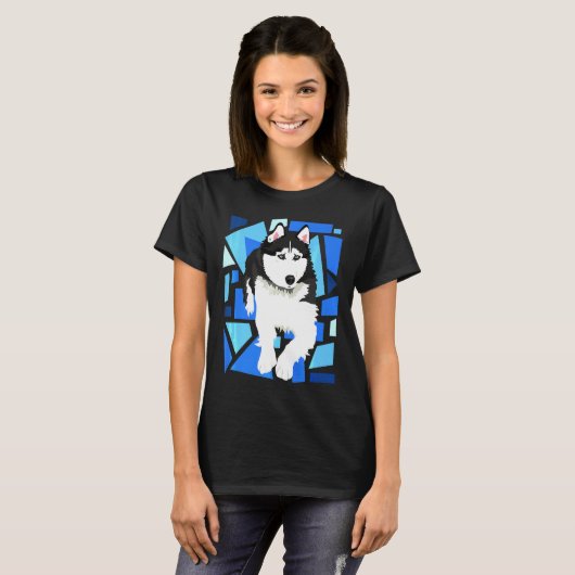 Sibirischer Husky-Hund mit blauen Augen T-Shirt (Vorne ganz)