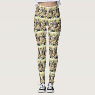 Sibirischer Husky-Hund mit Ostereiern Feiertag  Leggings