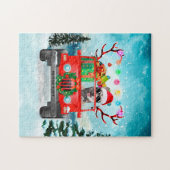 Sibirischer Husky-Hund mit Weihnachtsgeschenken Puzzle (Horizontal)