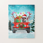 Sibirischer Husky-Hund mit Weihnachtsgeschenken Puzzle (Vertikal)