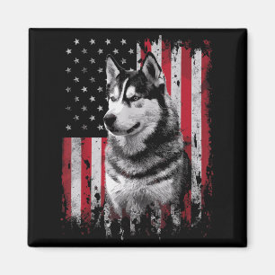Sibirischer Husky Hund Papa Mama Amerika 4. Juli Magnet