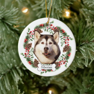 Sibirischer Husky-Hund Personalisierter Haustier-Z Keramik Ornament