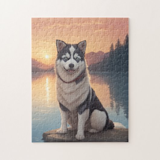 Sibirischer Husky Hund Puzzle (Vertikal)