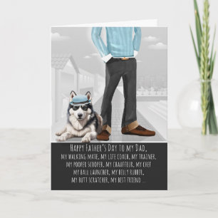 Sibirischer Husky-Hund und Papa Lustiger Vatertag Feiertagskarte