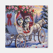 Sibirischer Husky Hund Valentinstag Magnet (Vorne)