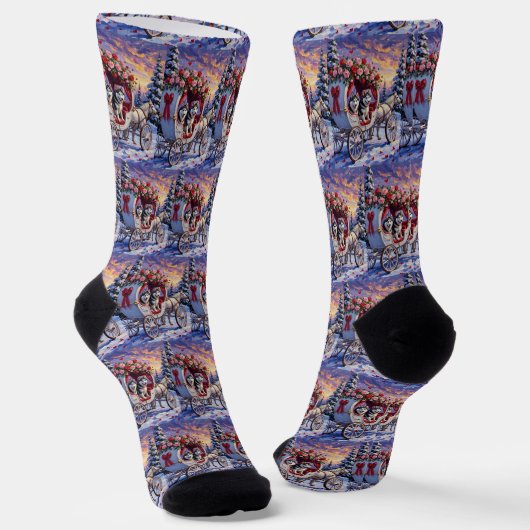 Sibirischer Husky Hund Valentinstag Socken (Gewinkelt)