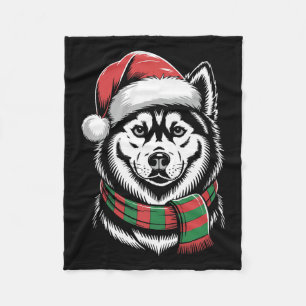 Sibirischer Husky Hund Xmas Santa Hut Schal Weihna Fleecedecke