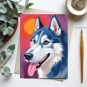 Sibirischer Husky   Hundeporträtmalerei Postkarte