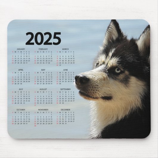 Sibirischer Husky-Hundkalender 2025 Mousepad (Vorne)