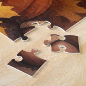 Sibirischer Husky im Herbst hinterlässt Erntedank Puzzle (Seite)