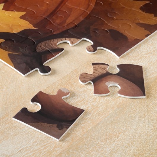 Sibirischer Husky im Herbst hinterlässt Erntedank Puzzle (Seite)