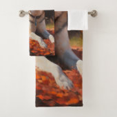 Sibirischer Husky im Herbstausfall Inspiriert Badhandtuch Set (Insitu)
