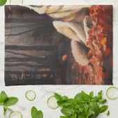 Sibirischer Husky im Herbstausfall Inspiriert Geschirrtuch (Gefaltet)