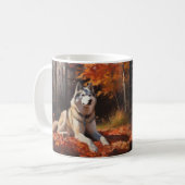 Sibirischer Husky im Herbstausfall Inspiriert Kaffeetasse (Vorderseite Links)