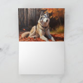 Sibirischer Husky im Herbstausfall Inspiriert Karte (Innenseite)