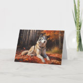 Sibirischer Husky im Herbstausfall Inspiriert Karte (Vorderseite)