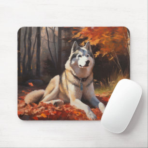Sibirischer Husky im Herbstausfall Inspiriert Mousepad
