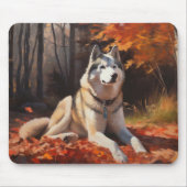 Sibirischer Husky im Herbstausfall Inspiriert Mousepad (Vorne)