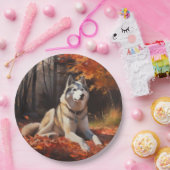 Sibirischer Husky im Herbstausfall Inspiriert Pappteller (Party)