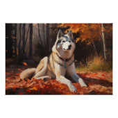 Sibirischer Husky im Herbstausfall Inspiriert Poster (Vorderseite)