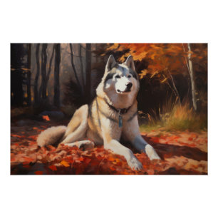 Sibirischer Husky im Herbstausfall Inspiriert Poster