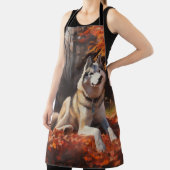 Sibirischer Husky im Herbstausfall Inspiriert Schürze (InSitu)