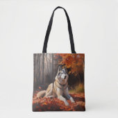 Sibirischer Husky im Herbstausfall Inspiriert Tasche (Vorderseite)