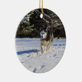 Sibirischer Husky im Schnee Keramikornament (Rechts)