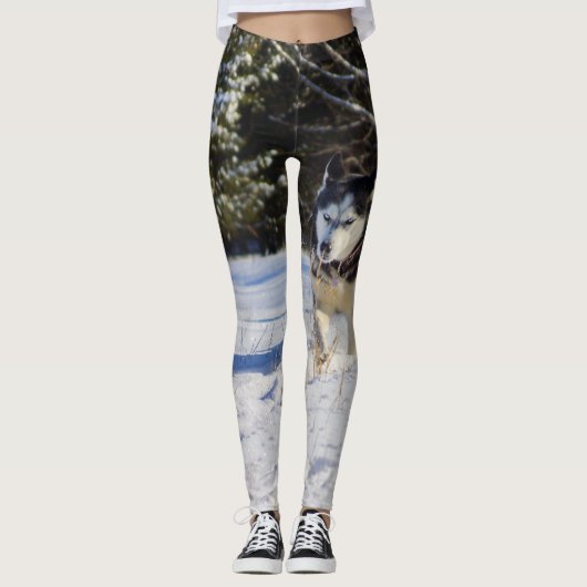 Sibirischer Husky im Schnee Leggings (Vorderseite)