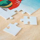 sibirischer Husky im Schnee mit Weihnachtsgeschenk Puzzle (Seite)