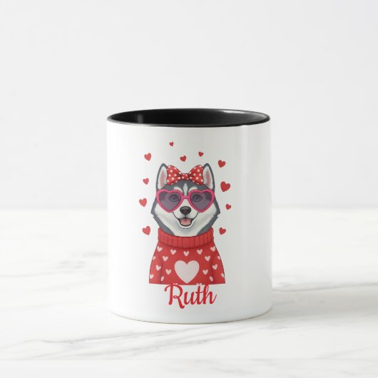 Sibirischer Husky-Kaffeebecher Valentinstag 2026 Tasse (Zentrum)