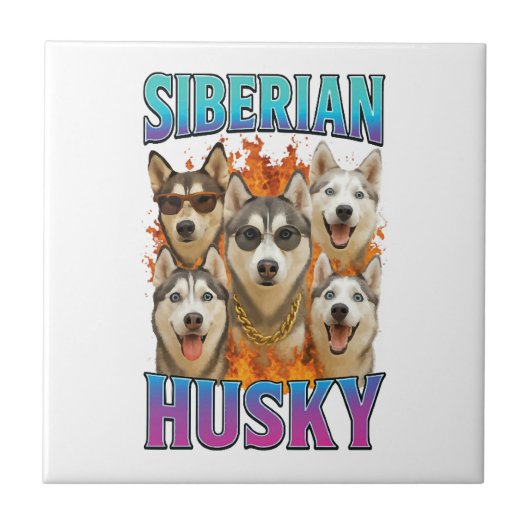 Sibirischer Husky-Kopie Fliese (Vorderseite)
