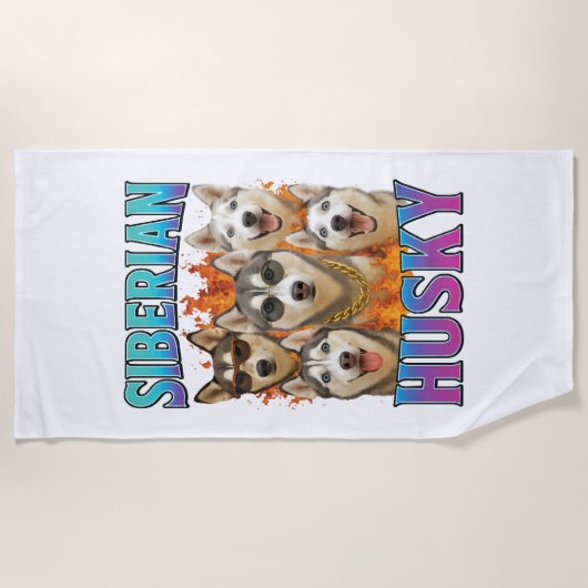 Sibirischer Husky-Kopie Strandtuch (Vorderseite)