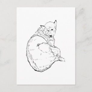 Sibirischer Husky, Minimalistische Hunde-Illustrat Postkarte