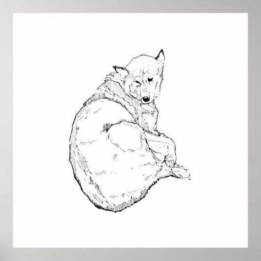 Sibirischer Husky, Minimalistische Hundeillustrati Poster (Vorne)