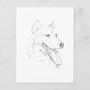 Sibirischer Husky – Minimalistische Strichzeichnun Feiertagspostkarte