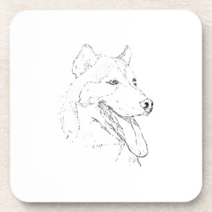 Sibirischer Husky – Minimalistische Strichzeichnun Getränkeuntersetzer