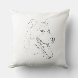 Sibirischer Husky – Minimalistische Strichzeichnun Kissen