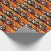 Sibirischer Husky mit Herz-Rose Valentinstag Geschenkpapier (Ecke)