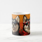 Sibirischer Husky mit Herz-Rose Valentinstag Kaffeetasse (Mittel)