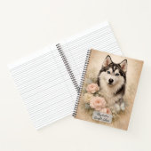 Sibirischer Husky mit Rosen Notizblock (Innenseite)