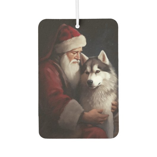 Sibirischer Husky mit Weihnachtsmann Weihnachten Autolufterfrischer (Vorderseite)