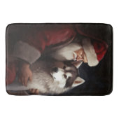 Sibirischer Husky mit Weihnachtsmann Weihnachten Badematte (Vorderseite)