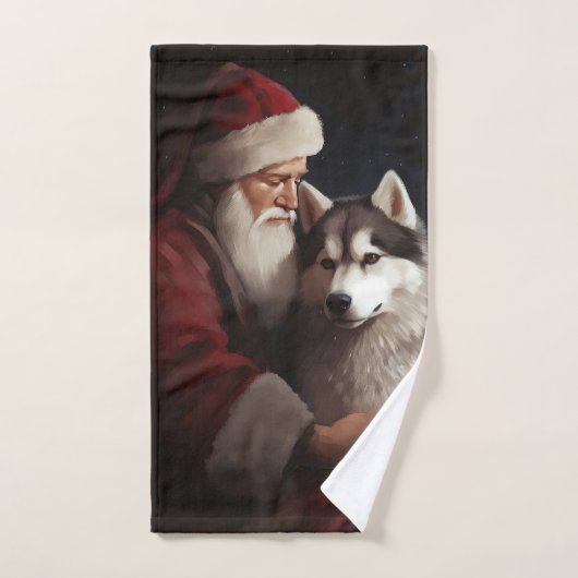 Sibirischer Husky mit Weihnachtsmann Weihnachten Badhandtuch Set (Handtuch)