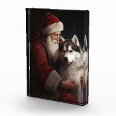 Sibirischer Husky mit Weihnachtsmann Weihnachten Fotoblock (Rechts)