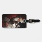 Sibirischer Husky mit Weihnachtsmann Weihnachten Gepäckanhänger (Vorderseite horizontal)
