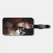 Sibirischer Husky mit Weihnachtsmann Weihnachten Gepäckanhänger (Rückseite horizontal)