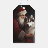 Sibirischer Husky mit Weihnachtsmann Weihnachten Geschenkanhänger (Rückseite)