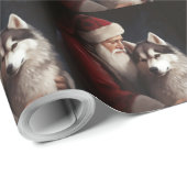 Sibirischer Husky mit Weihnachtsmann Weihnachten Geschenkpapier (Rolleneckpunkt)