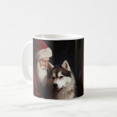 Sibirischer Husky mit Weihnachtsmann Weihnachten Kaffeetasse (Vorderseite Links)